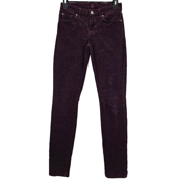 7 For All Mankind The Skinny Eggplant Purple Corduroy Stretch Jean 25 - Picture 2 of 12